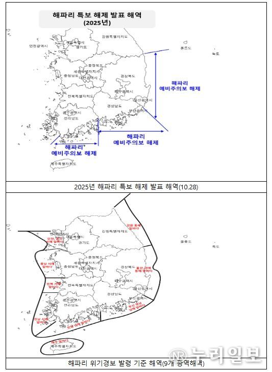 해파리 특보 해제 발표 해역 / 위기경보 발령 기준 해역