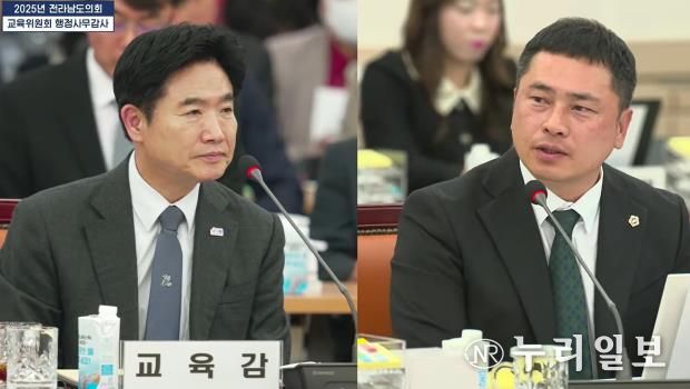 임형석 전남도의원(더불어민주당ㆍ광양1)이 11월 14일, 전남도교육청에서 열린 행정사무감사에서 김대중 전남도교육감에게 질의하고 있다.