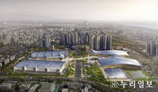 킨텍스 제1~3전시장 조감도. 2028년 제3전시장이 준공되면 제1~3전시장을 합쳐 17만㎡ 규모의 국내 최대 전시 공간으로 거듭난다.
