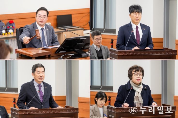 왼쪽부터 시계방향 : 한근수 위원장, 원주영 의원, 이정애 의원, 김동훈 의원