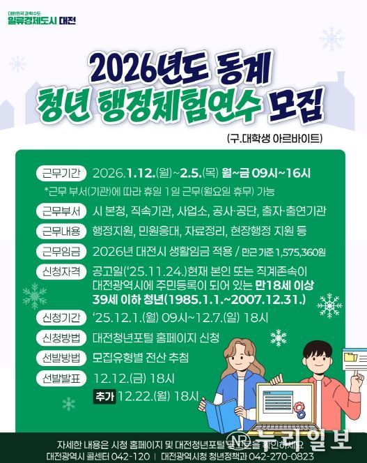 동계 청년 행정체험연수생 80명 선발
