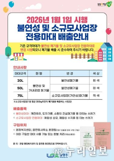 남양주시, 2026년부터 불연성폐기물 및 소규모사업장 전용 마대 분리 운영