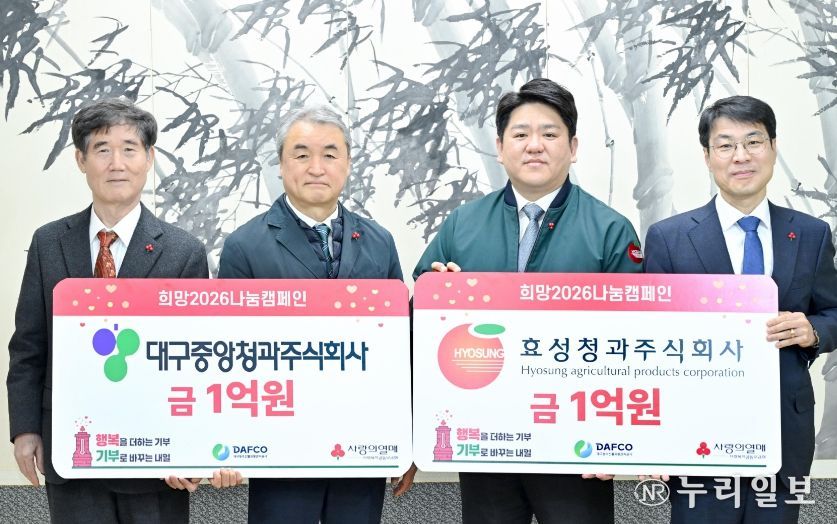 대구농수산물도매시장 대표법인 대구중앙청과㈜·효성청과㈜, 새해맞이 ‘희망 나눔 성금 2억 원’ 전달