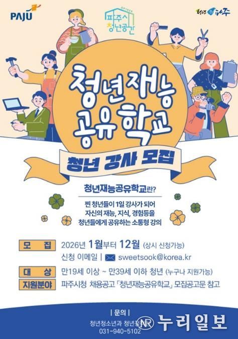 파주시, 2026년 ‘청년재능공유학교’ 청년강사 모집