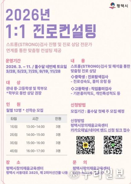 평택시, 1대1 맞춤형 진로 상담 운영