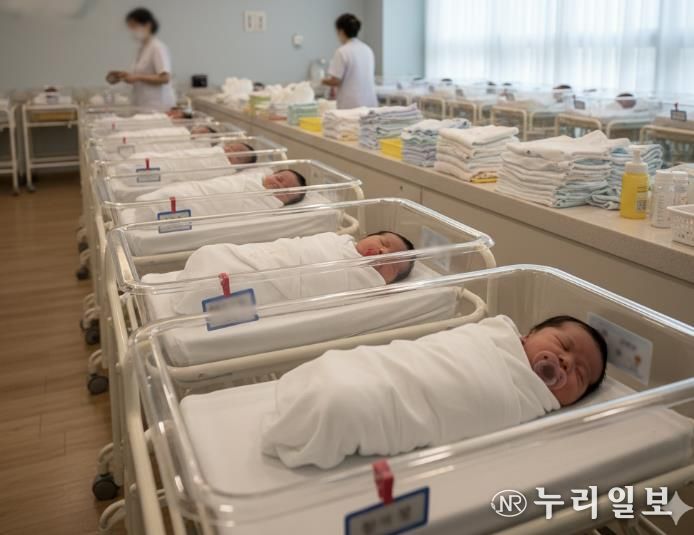 산후조리원에 누워있는 신생아들의 모습(AI 생성 이미지). 부천시는 올해부터 출산지원금 지급 대상을 첫째 자녀부터로 확대한다.
