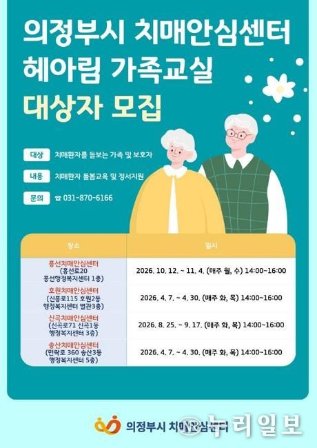 의정부시 치매안심센터, 치매환자 가족 지지 프로그램 ‘기억돌봄교실’ 운영