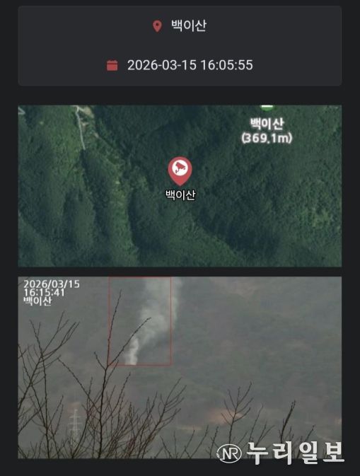 인공지능 CCTV 산림내 소각행위 알림 전송화면